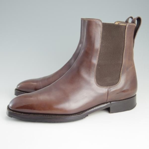 極上★(伊)ステファノビ SIZE 7【グッドイヤーウェルテッド製法★ISETAN別注】サイドゴアブーツ/カーフ/茶/伊勢丹/STEFANOBI★e382