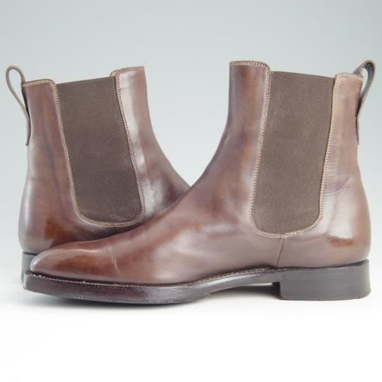 極上★(伊)ステファノビ SIZE 7【グッドイヤーウェルテッド製法★ISETAN別注】サイドゴアブーツ/カーフ/茶/伊勢丹/STEFANOBI★e382