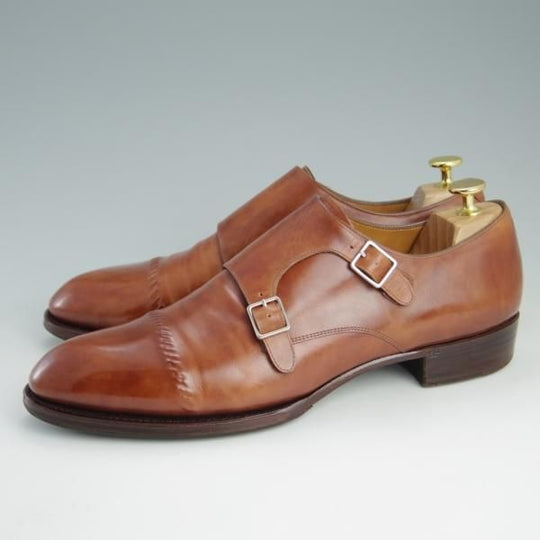 極上★シェットランドフォックス SIZE 8【定価￥66,960-★014F SF/ケンジントン2】ダブルモンク/カーフ/茶/メンズ/Shetlandfox★e385