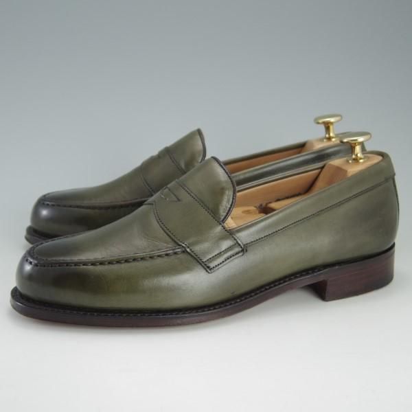 極美品★(英)チーニー 6F【定価￥73,440-★HUDSON/ハドソン/コインローファー】5203ラスト/カーフ/緑/メンズ/CHEANEY★e389