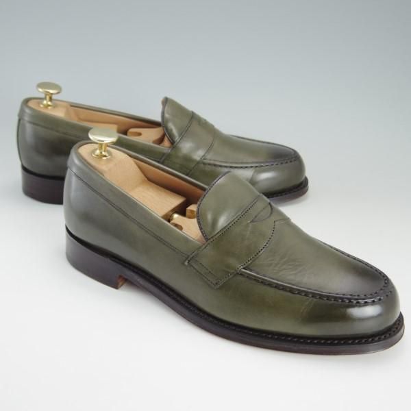 極美品★(英)チーニー 6F【定価￥73,440-★HUDSON/ハドソン/コインローファー】5203ラスト/カーフ/緑/メンズ/CHEANEY★e389