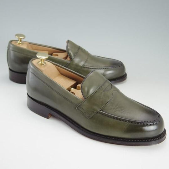 極美品★(英)チーニー 6F【定価￥73,440-★HUDSON/ハドソン/コインローファー】5203ラスト/カーフ/緑/メンズ/CHEANEY★e389