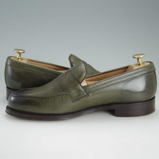 極美品★(英)チーニー 6F【定価￥73,440-★HUDSON/ハドソン/コインローファー】5203ラスト/カーフ/緑/メンズ/CHEANEY★e389