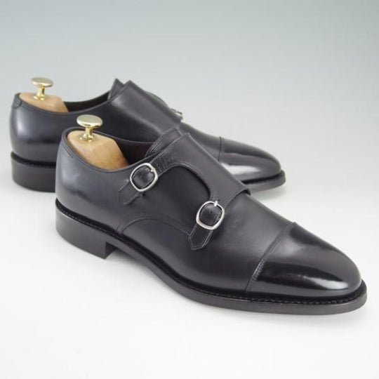 極美品★(浅草)RENDO/レンド SIZE 7【定価￥50,220-★ダブルモンク/7705D】カーフ/黒/メンズ★e392