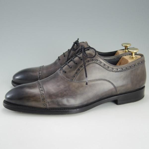 極上★(スペイン製)マグナーニ SIZE 41【ブラックラピド製法★クォーターブローグ】16035/カーフ/灰〜茶/メンズ/MAGNANNI★e393