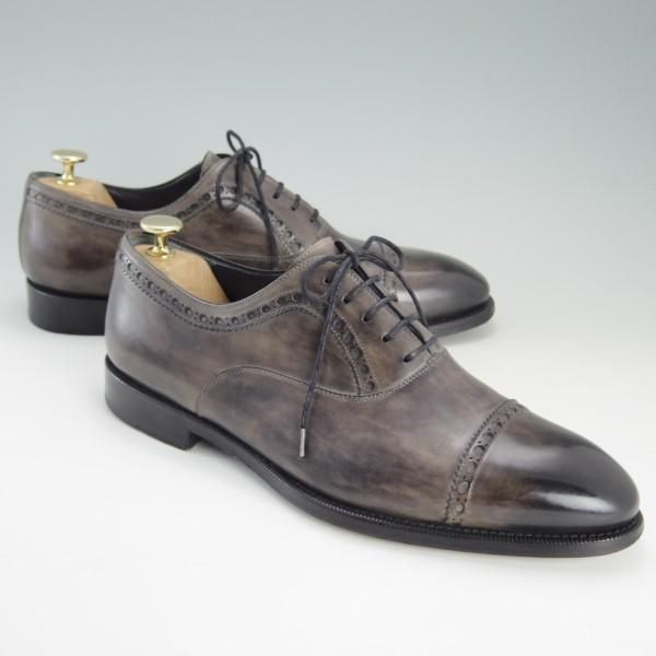 極上★(スペイン製)マグナーニ SIZE 41【ブラックラピド製法★クォーターブローグ】16035/カーフ/灰〜茶/メンズ/MAGNANNI★e393