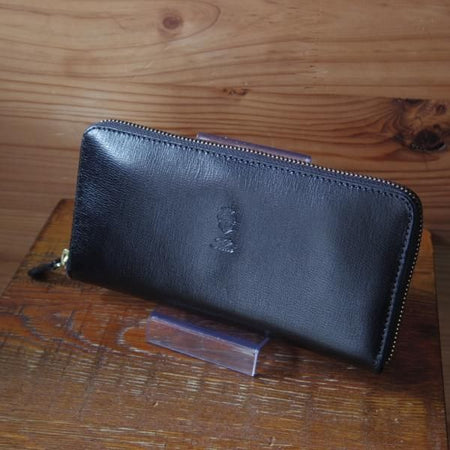 ほぼ未使用★フェリージ/Felisi【★ジップ長財布/125/型押し】ロングウォレット/レザー/本革/黒/メンズ&レディース兼★e398