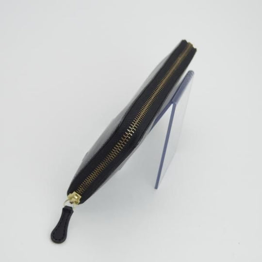 ほぼ未使用★フェリージ/Felisi【★ジップ長財布/125/型押し】ロングウォレット/レザー/本革/黒/メンズ&レディース兼★e398