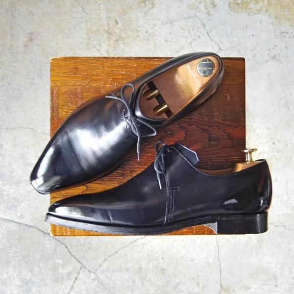 極上★(仏)Corthay/コルテ SIZE 8.5【定価20万円程度★Arca/アルカ】プレーントゥ/Vフロント/カーフ/黒/メンズ★e407