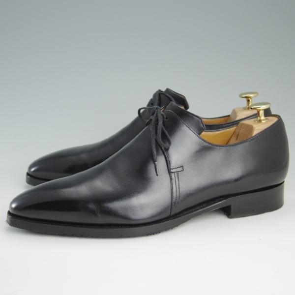 極上★(仏)Corthay/コルテ SIZE 8.5【定価20万円程度★Arca/アルカ】プレーントゥ/Vフロント/カーフ/黒/メンズ★e407