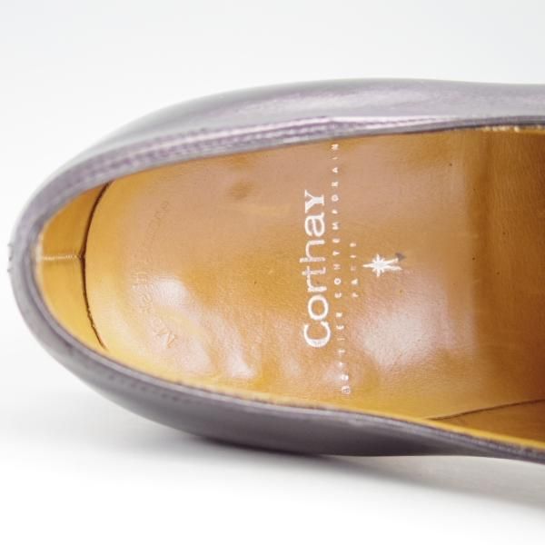 極上★(仏)Corthay/コルテ SIZE 8.5【定価20万円程度★Arca/アルカ】プレーントゥ/Vフロント/カーフ/黒/メンズ★e407