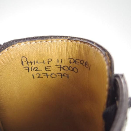 美品★ジョンロブ 7.5E【貴重★フィリップ2のダービー仕様/7000ラスト】Philip 2 DERBY/パンチドキャップトゥ/カーフ/黒/JOHN LOBB★e419