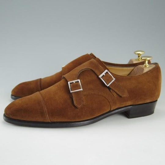 極上★(福岡)Corno blu/コルノブルゥ SIZE 8【グッドイヤーウェルテッド製法★セントラル製】ダブルモンク/スエード/茶/メンズ★e420