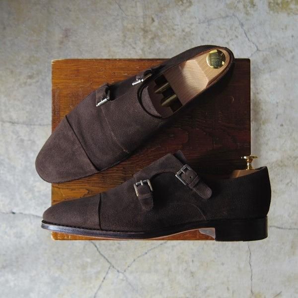 極上★(スペイン製)YANKO/ヤンコ SIZE 7【グッドイヤーウェルテッド製法★ダブルモンク】14453/スエード/濃茶/メンズ★e422