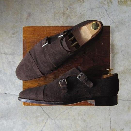 極上★(スペイン製)YANKO/ヤンコ SIZE 7【グッドイヤーウェルテッド製法★ダブルモンク】14453/スエード/濃茶/メンズ★e422