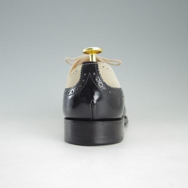 美品★(英)チーニー(レディース) 5D【定価￥49,680-★フルブローグ/BESSIE】251ラスト/ポリッシュレザー×スエード/黒×白/CHEANEY★e423