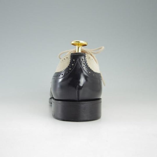 美品★(英)チーニー(レディース) 5D【定価￥49,680-★フルブローグ/BESSIE】251ラスト/ポリッシュレザー×スエード/黒×白/CHEANEY★e423