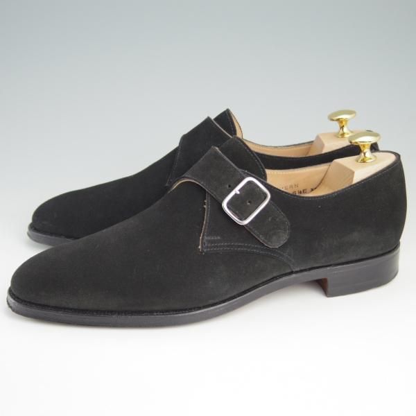 極美品★クロケット&ジョーンズ 6.5E【定価￥85,320-★モンクストラップ/MALVERN】341ラスト/スエード/黒/メンズ/Crockett&Jones★e426