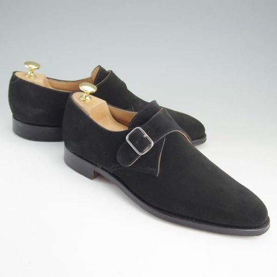 極美品★クロケット&ジョーンズ 6.5E【定価￥85,320-★モンクストラップ/MALVERN】341ラスト/スエード/黒/メンズ/Crockett&Jones★e426