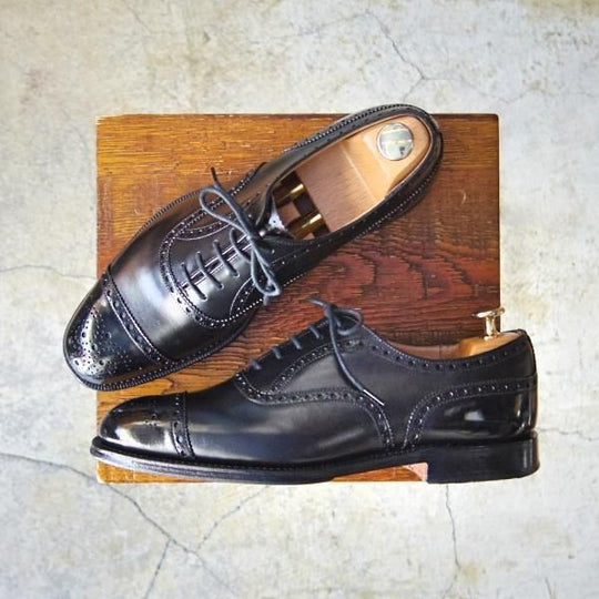 美品★チャーチ 55F/UK5.5【定価￥89,640-★ディプロマット/DIPLOMAT】173ラスト/5都市ロゴ/セミブローグ/黒/メンズ/Church's★e427