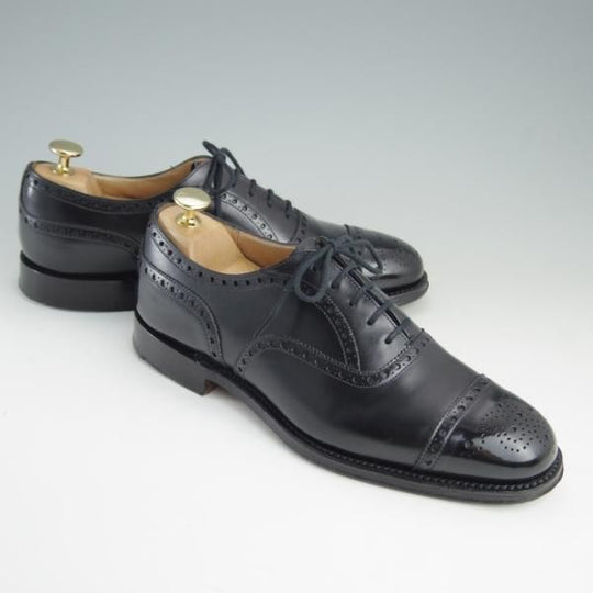 美品★チャーチ 55F/UK5.5【定価￥89,640-★ディプロマット/DIPLOMAT】173ラスト/5都市ロゴ/セミブローグ/黒/メンズ/Church's★e427