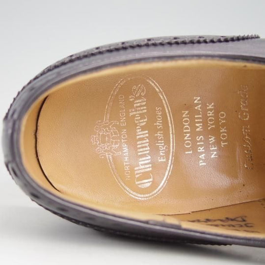 美品★チャーチ 55F/UK5.5【定価￥89,640-★ディプロマット/DIPLOMAT】173ラスト/5都市ロゴ/セミブローグ/黒/メンズ/Church's★e427