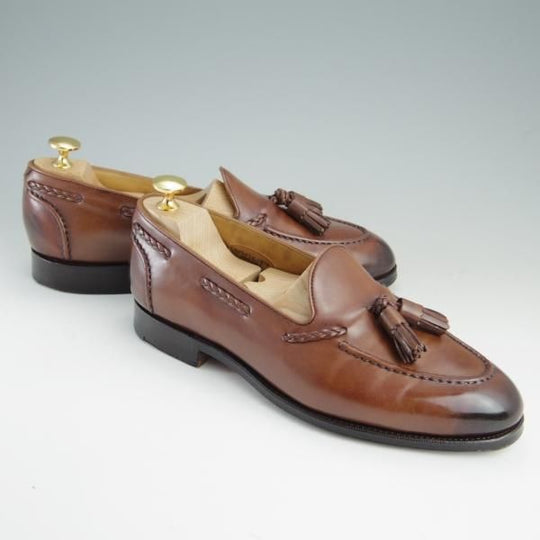 極上★エドワードグリーン 6.5E【定価￥176,040-★タッセルローファー/BELGRAVIA/184ラスト】カーフ/茶/メンズ/EDWARD GREEN★e432