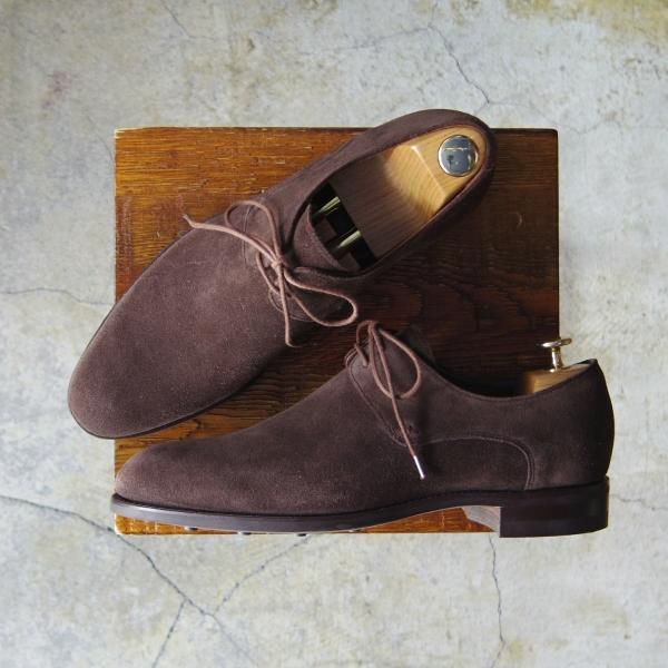 新品★(米)BARKER BLACK/バーカーブラック UK6.5/US7.5【英国製★ダイナイトソール仕様/WALLACE】プレーントゥ/スエード/濃茶★e434