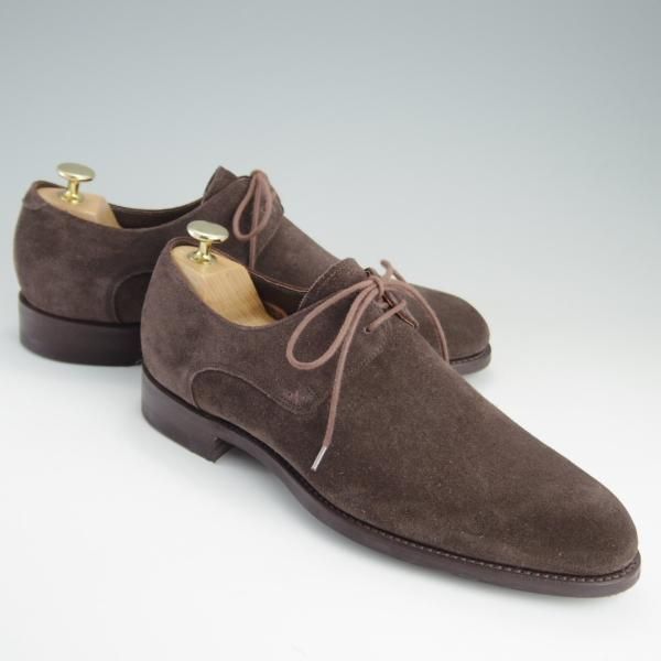 新品★(米)BARKER BLACK/バーカーブラック UK6.5/US7.5【英国製★ダイナイトソール仕様/WALLACE】プレーントゥ/スエード/濃茶★e434