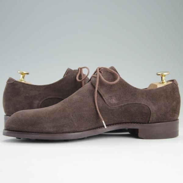 新品★(米)BARKER BLACK/バーカーブラック UK6.5/US7.5【英国製★ダイナイトソール仕様/WALLACE】プレーントゥ/スエード/濃茶★e434