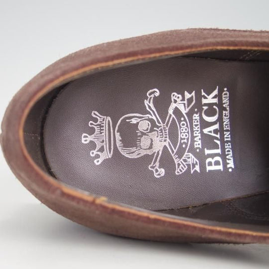 新品★(米)BARKER BLACK/バーカーブラック UK6.5/US7.5【英国製★ダイナイトソール仕様/WALLACE】プレーントゥ/スエード/濃茶★e434