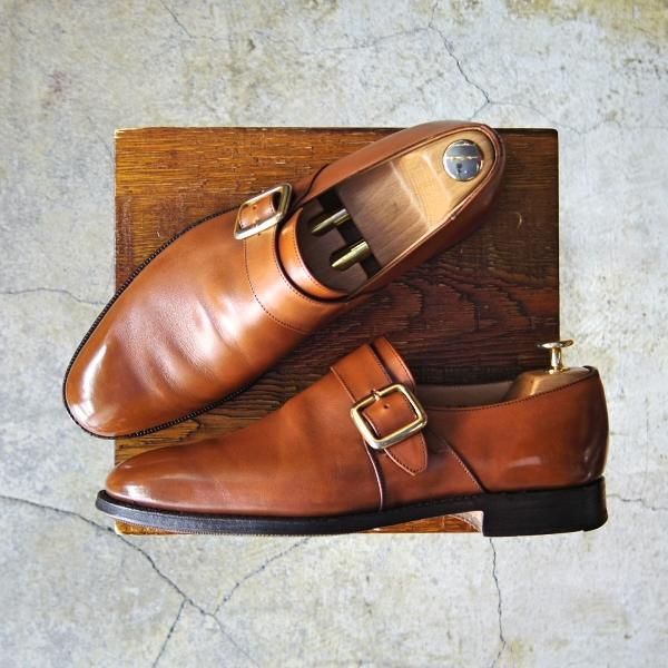 極上★チャーチ 70F/UK7【★ウェストバリー/WESTBURY/173ラスト】4都市ロゴ/モンクストラップ/ネバダカーフ/茶/メンズ/Church's★e435