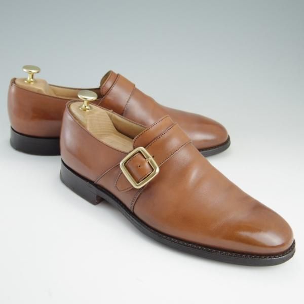 極上★チャーチ 70F/UK7【★ウェストバリー/WESTBURY/173ラスト】4都市ロゴ/モンクストラップ/ネバダカーフ/茶/メンズ/Church's★e435