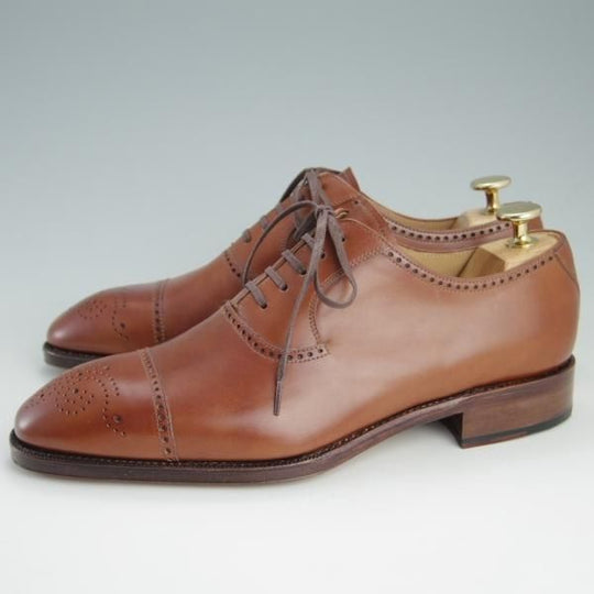 新品★(スペイン製)YANKO/ヤンコ SIZE 6【グッドイヤーウェルテッド製法★セミブローグ/NEW CAMBRIDGE】114205/カーフ/茶/メンズ★e436