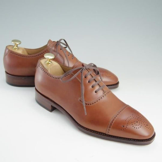 新品★(スペイン製)YANKO/ヤンコ SIZE 6【グッドイヤーウェルテッド製法★セミブローグ/NEW CAMBRIDGE】114205/カーフ/茶/メンズ★e436