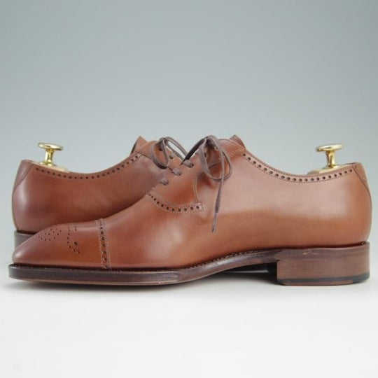 新品★(スペイン製)YANKO/ヤンコ SIZE 6【グッドイヤーウェルテッド製法★セミブローグ/NEW CAMBRIDGE】114205/カーフ/茶/メンズ★e436