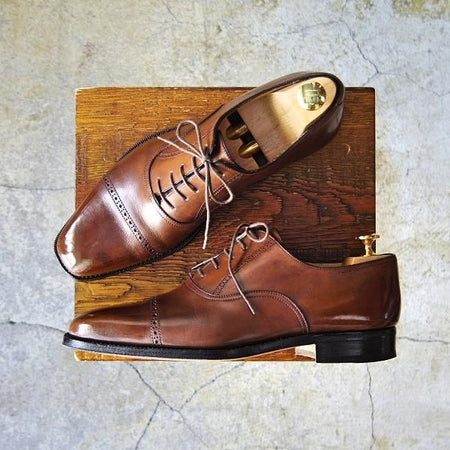 極上★(伊)PELUSO/ペルーゾ SIZE 40.5【貴重★ブラックラピド製法/バーニーズNY別注】クォーターブローグ/茶/BARNEYS NEWYORK★e449