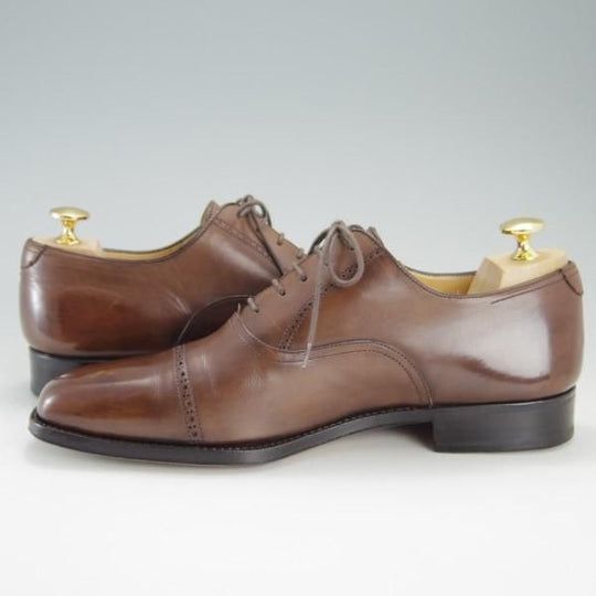 極上★(伊)PELUSO/ペルーゾ SIZE 40.5【貴重★ブラックラピド製法/バーニーズNY別注】クォーターブローグ/茶/BARNEYS NEWYORK★e449