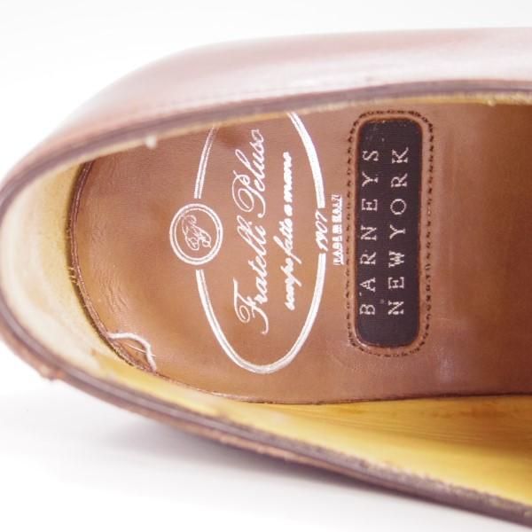 極上★(伊)PELUSO/ペルーゾ SIZE 40.5【貴重★ブラックラピド製法/バーニーズNY別注】クォーターブローグ/茶/BARNEYS NEWYORK★e449