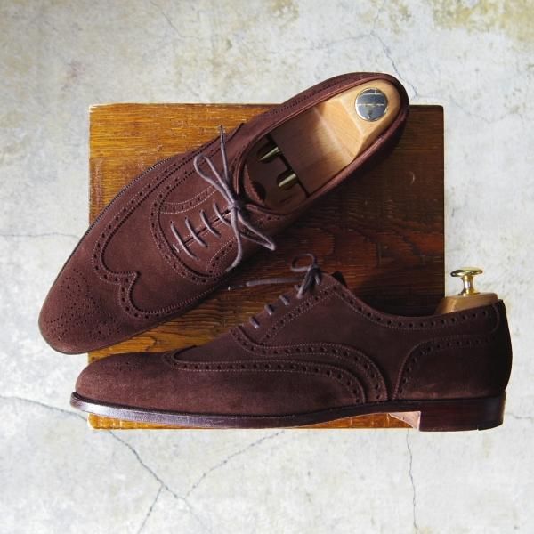 美品★クロケット&ジョーンズ 9D【ハンドグレードライン★MERCER/フルブローグ】スエード/茶/メンズ/Crockett&Jones★e452