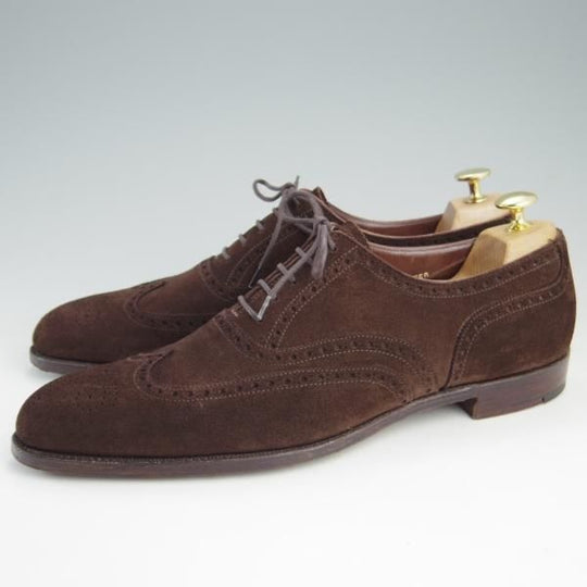 美品★クロケット&ジョーンズ 9D【ハンドグレードライン★MERCER/フルブローグ】スエード/茶/メンズ/Crockett&Jones★e452