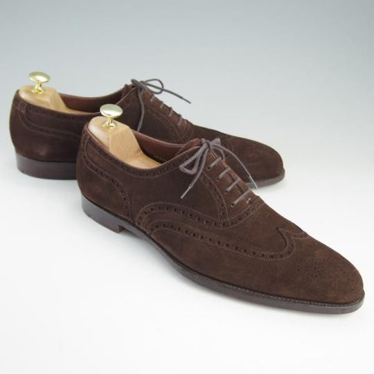 美品★クロケット&ジョーンズ 9D【ハンドグレードライン★MERCER/フルブローグ】スエード/茶/メンズ/Crockett&Jones★e452