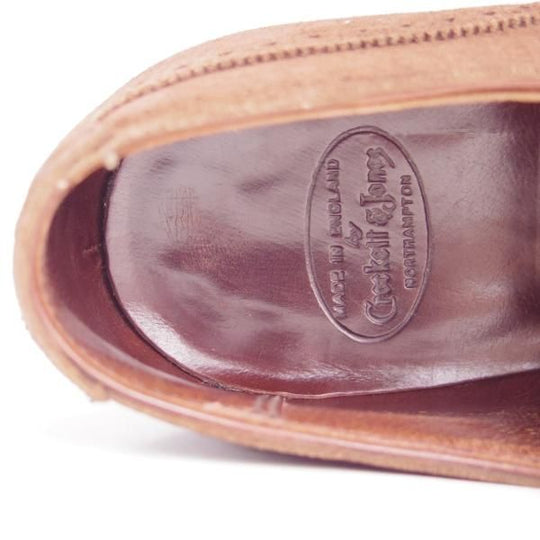 美品★クロケット&ジョーンズ 7.5D【ハンドグレードライン★ALBANY/337ラスト】クォーターブローグ/スエード/茶/Crockett&Jones★e453