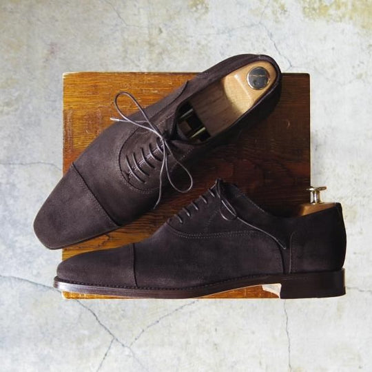 極美品★(伊)サントーニ SIZE 6.5【上級★グッドイヤーウェルテッド製法/ストレートチップ】13177/スエード/濃茶/メンズ/Santoni★e458