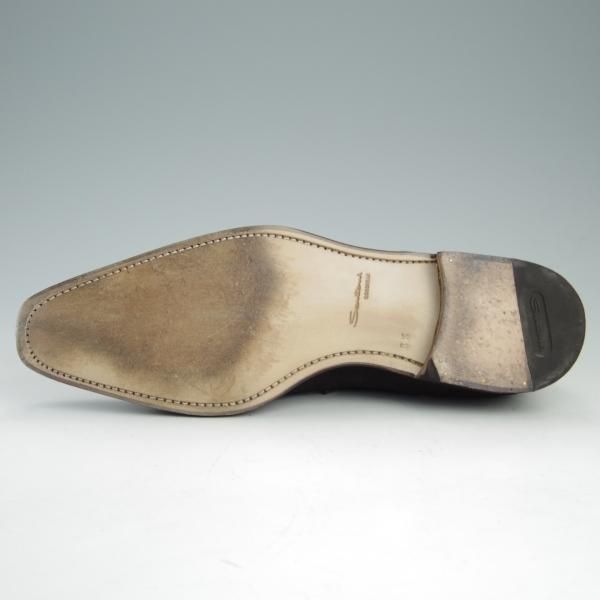 極美品★(伊)サントーニ SIZE 6.5【上級★グッドイヤーウェルテッド製法/ストレートチップ】13177/スエード/濃茶/メンズ/Santoni★e458