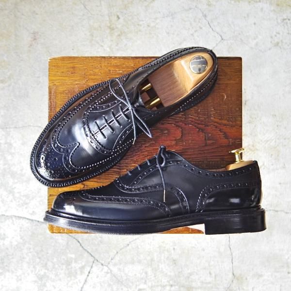 極美品★チャーチ 60F/UK6【貴重★104ラスト仕様/バーウッド似寄りモデル】4都市ロゴ/フルブローグ/カーフ/黒メンズ/Church's★e462
