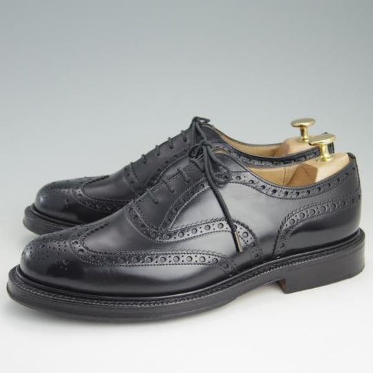 極美品★チャーチ 60F/UK6【貴重★104ラスト仕様/バーウッド似寄りモデル】4都市ロゴ/フルブローグ/カーフ/黒メンズ/Church's★e462