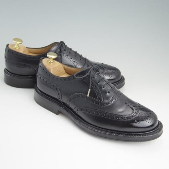 極美品★チャーチ 60F/UK6【貴重★104ラスト仕様/バーウッド似寄りモデル】4都市ロゴ/フルブローグ/カーフ/黒メンズ/Church's★e462