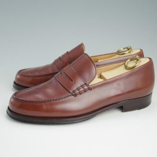 極上★(伊)タニノクリスチー SIZE 7【定価10万円以上★コインローファー】109291/スリッポン/カーフ/茶/メンズ/TANINO CRISCI★e465