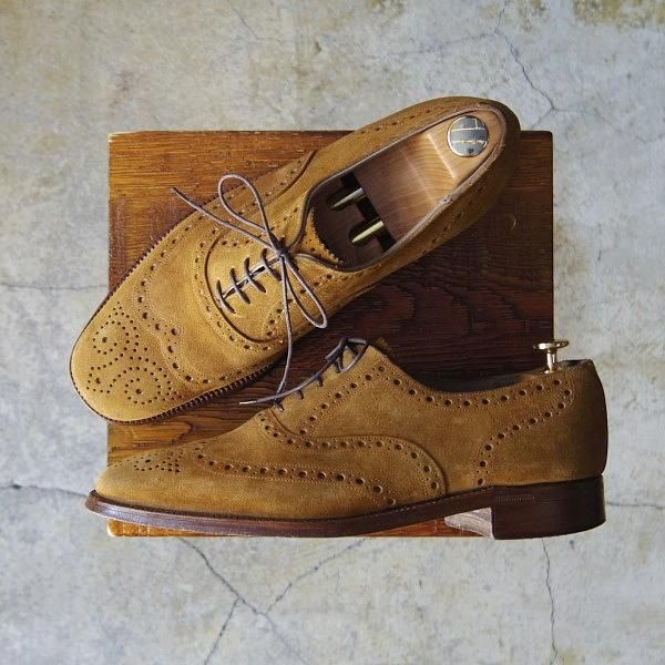 ★(英)グレンソン 8FX【貴重★カバ革/GENUINE HIPPO/footmaster】フットマスター/6029-28/フルブローグ/スエード/薄茶/GRENSON★e468